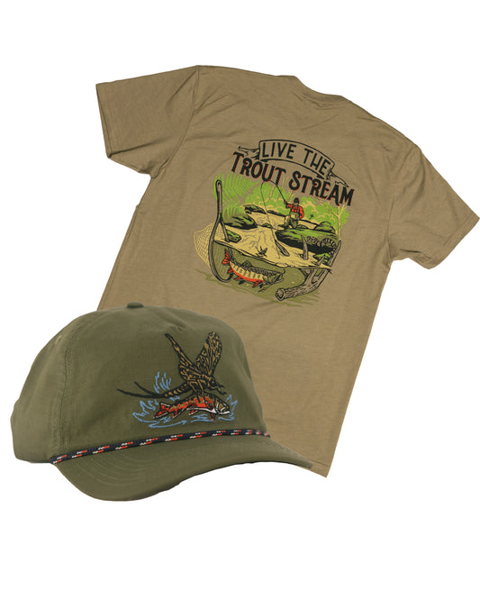 Live The Trout Stream Shirt & Hat Bundle