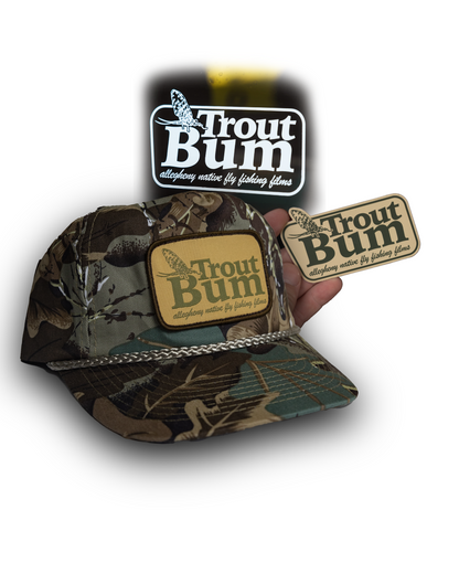 Trout Bum Camo Hat, Sticker & Decal Bundle